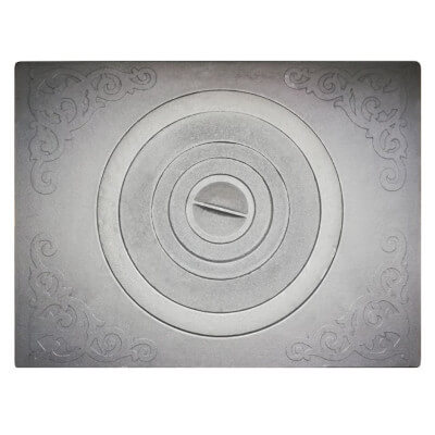 Фото: чугунная плита под казан Литком П1-13 705х530х20 мм, диаметр большого кольца 406 мм